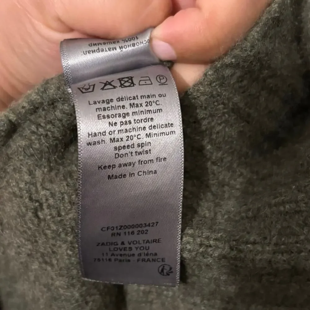 Zadig & Voltaire Green 100% Cashmere Malta Knit Sweater Size XS - Picture 9 of 9